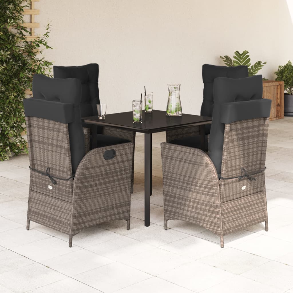 5-delige Tuinset met kussens poly rattan grijs is nu te koop bij PeponiXL, paradijselijk wonen!