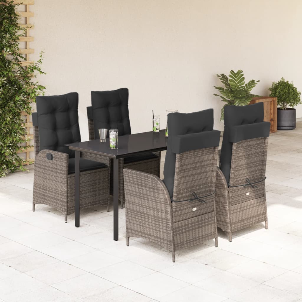 5-delige Tuinset met kussens poly rattan grijs is nu te koop bij PeponiXL, paradijselijk wonen!