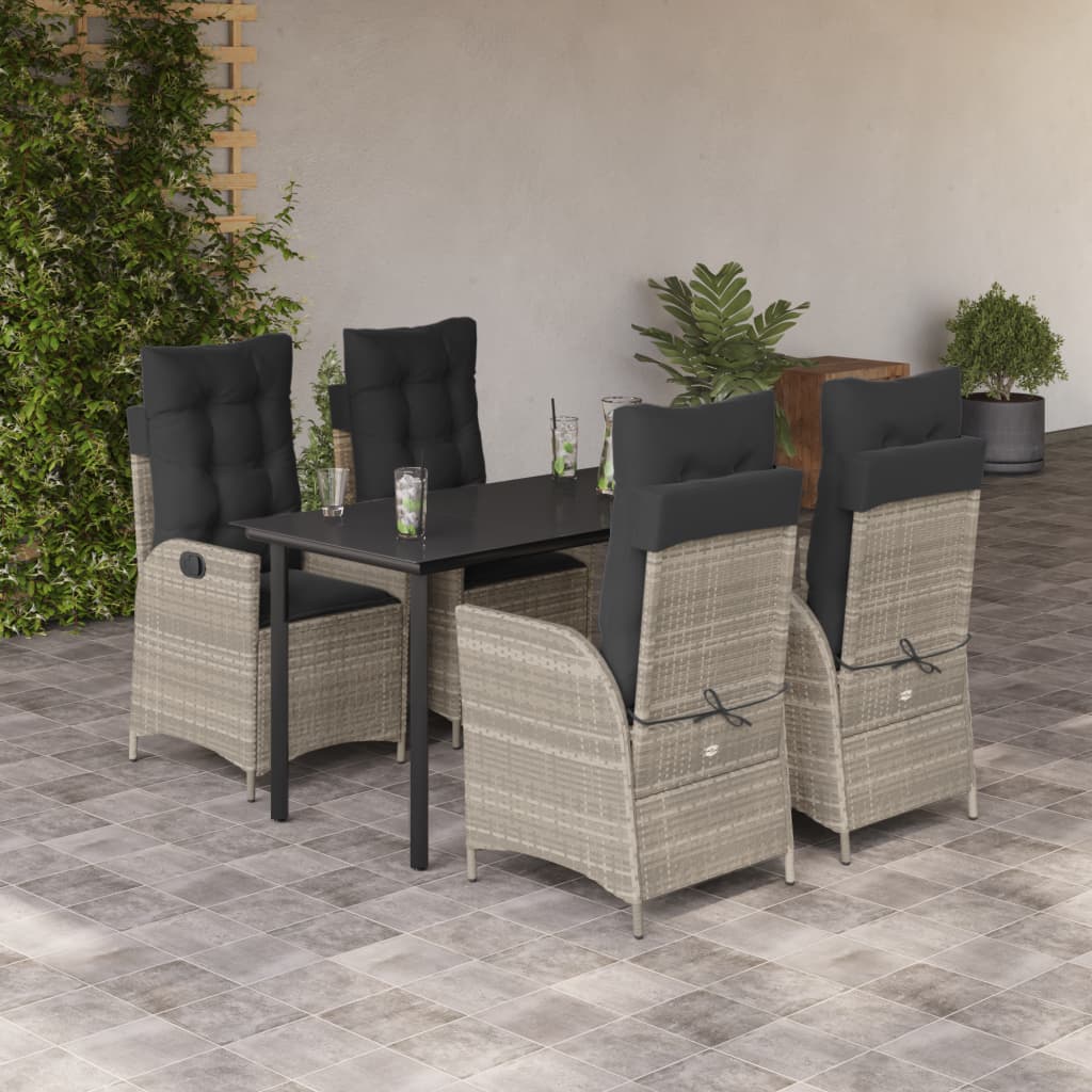 5-delige Tuinset met kussens poly rattan lichtgrijs is nu te koop bij PeponiXL, paradijselijk wonen!