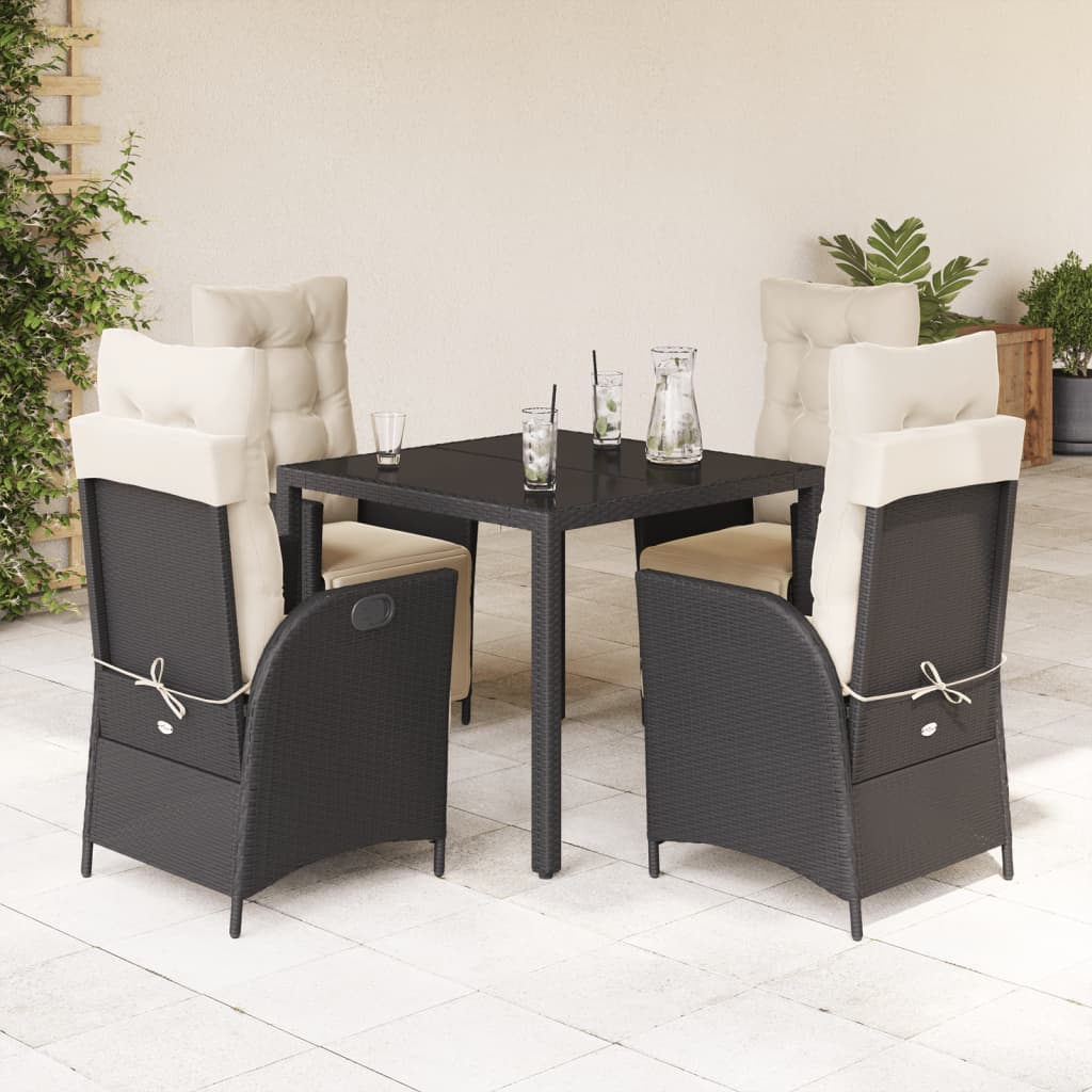 5-delige Tuinset met kussens poly rattan zwart is nu te koop bij PeponiXL, paradijselijk wonen!