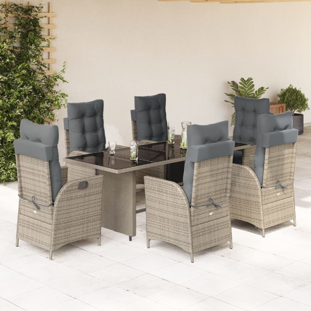 7-delige Tuinset met kussens poly rattan grijs is nu te koop bij PeponiXL, paradijselijk wonen!