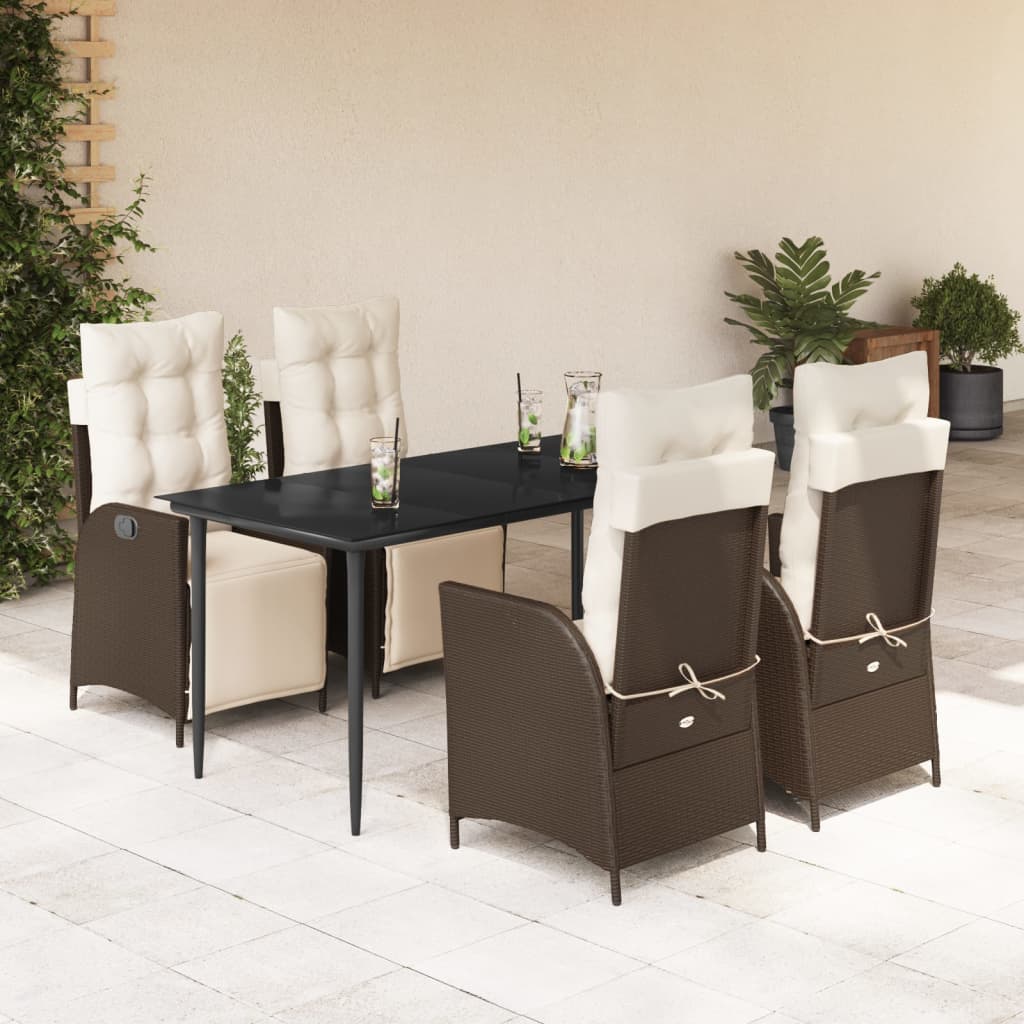 5-delige Tuinset met kussens poly rattan bruin is nu te koop bij PeponiXL, paradijselijk wonen!