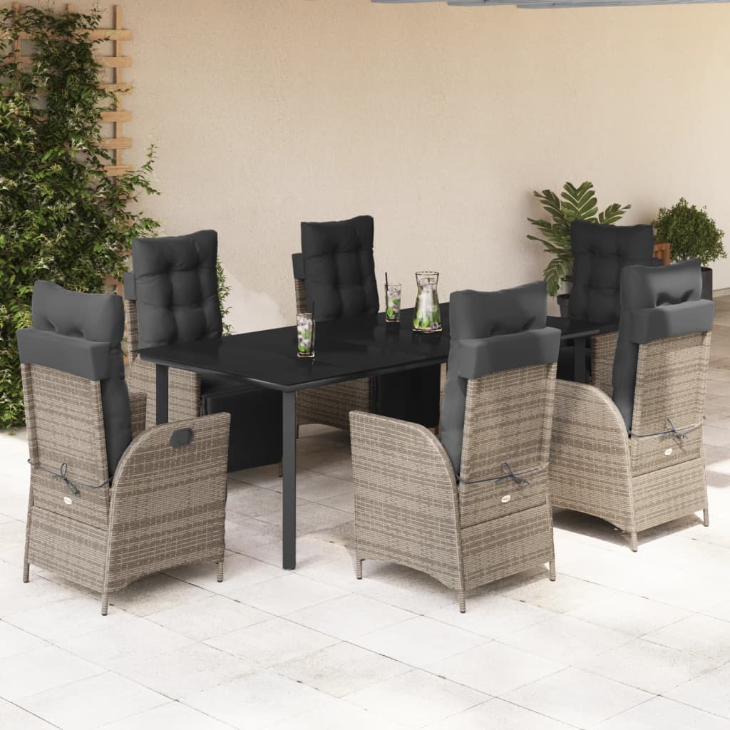 7-delige Tuinset met kussens poly rattan grijs is nu te koop bij PeponiXL, paradijselijk wonen!