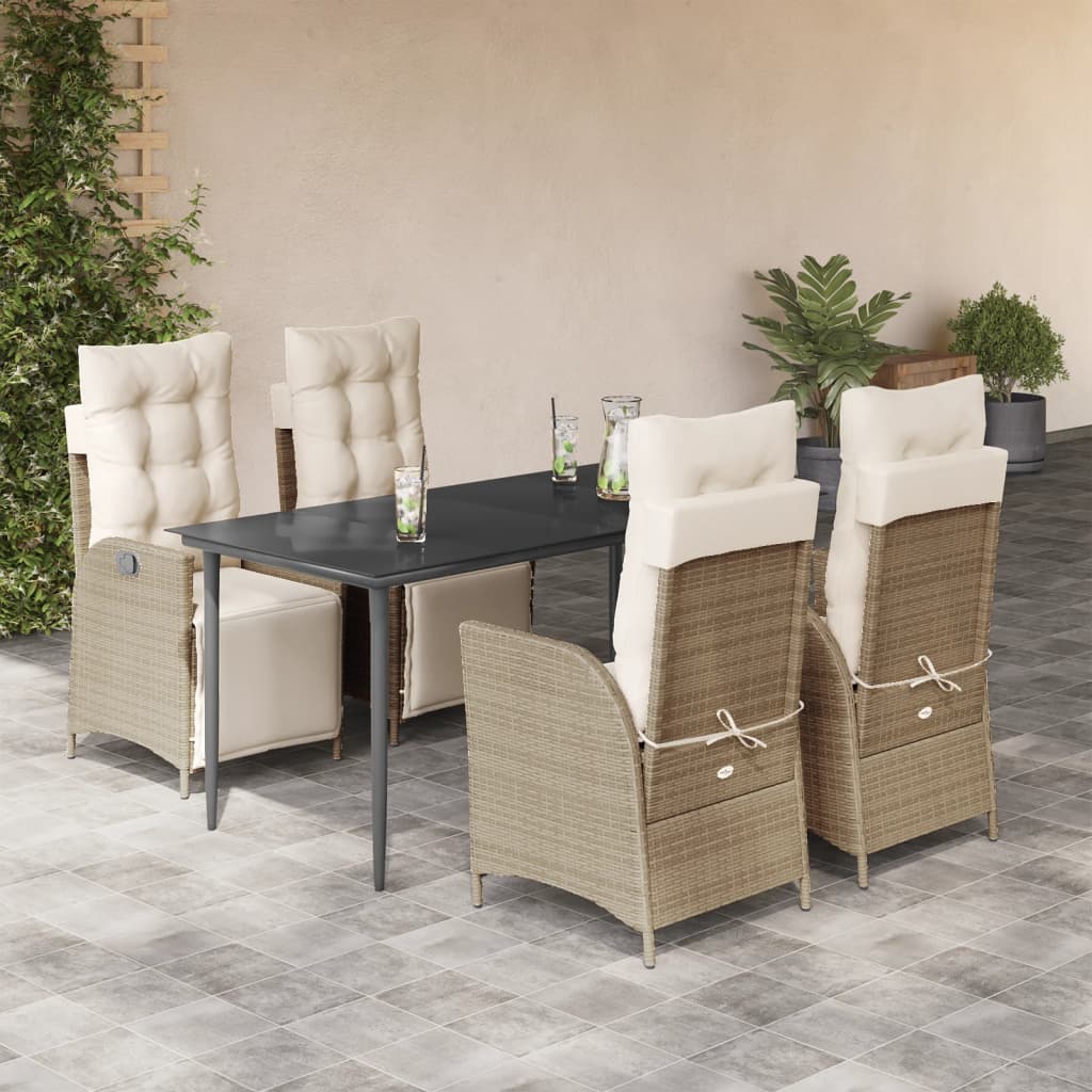 5-delige Tuinset met kussens poly rattan beige is nu te koop bij PeponiXL, paradijselijk wonen!