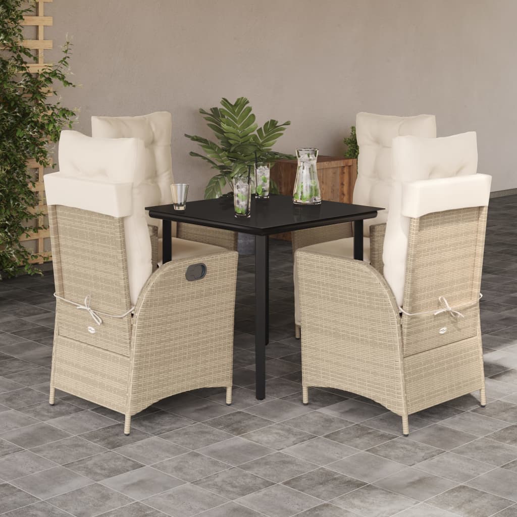 5-delige Tuinset met kussens poly rattan beige is nu te koop bij PeponiXL, paradijselijk wonen!