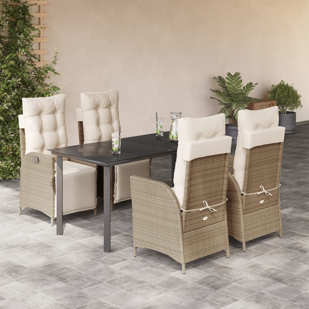 5-delige Tuinset met kussens poly rattan beige is nu te koop bij PeponiXL, paradijselijk wonen!