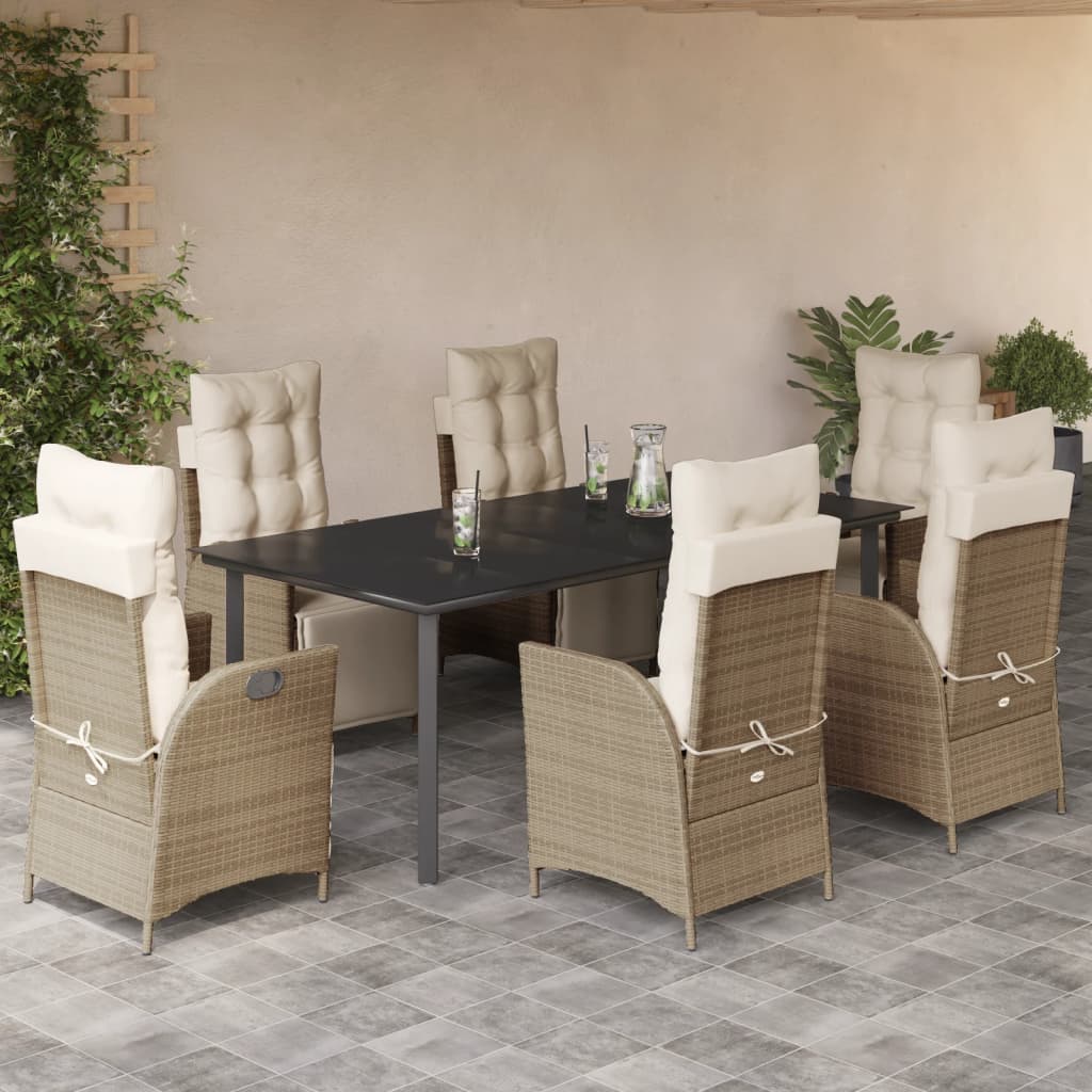 7-delige Tuinset met kussens poly rattan beige is nu te koop bij PeponiXL, paradijselijk wonen!