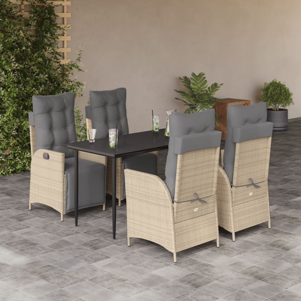 5-delige Tuinset met kussens poly rattan gemengd beige is nu te koop bij PeponiXL, paradijselijk wonen!