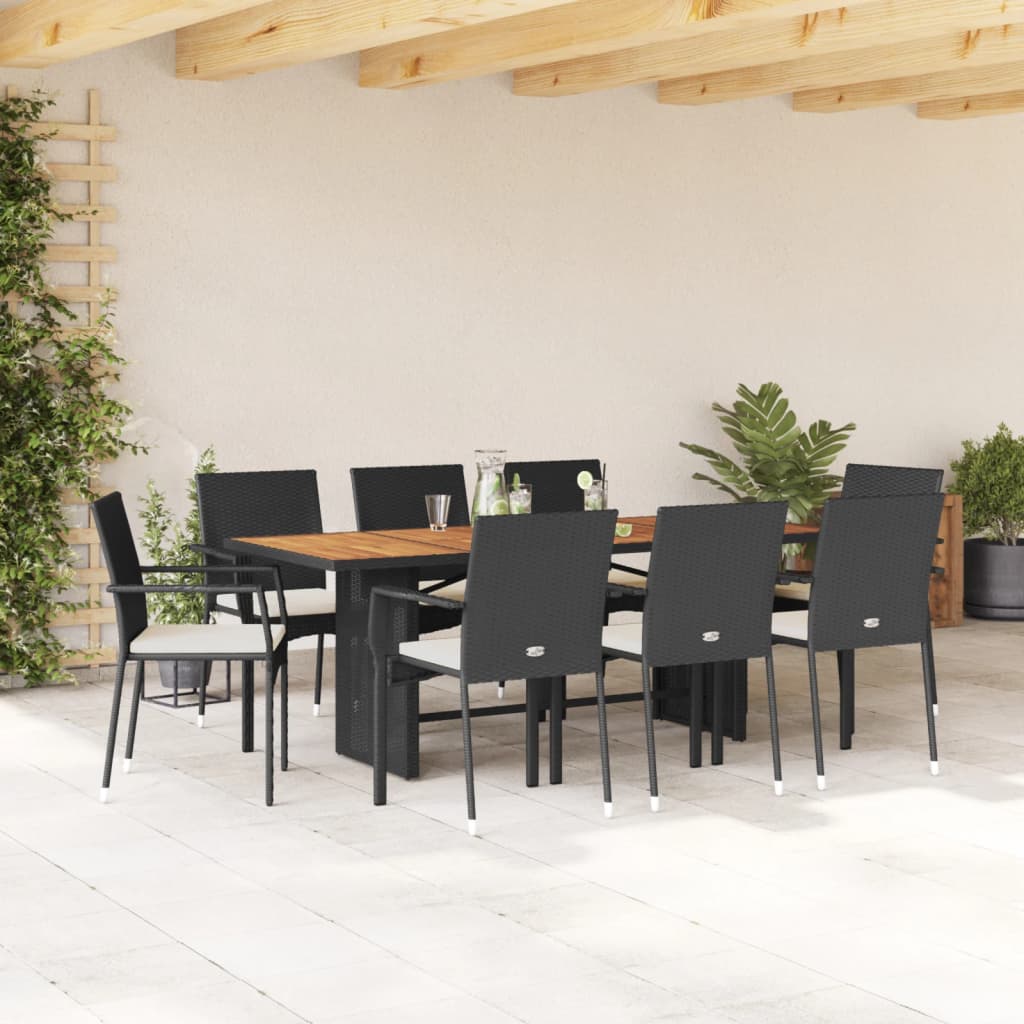 9-delige Tuinset poly rattan zwart is nu te koop bij PeponiXL, paradijselijk wonen!