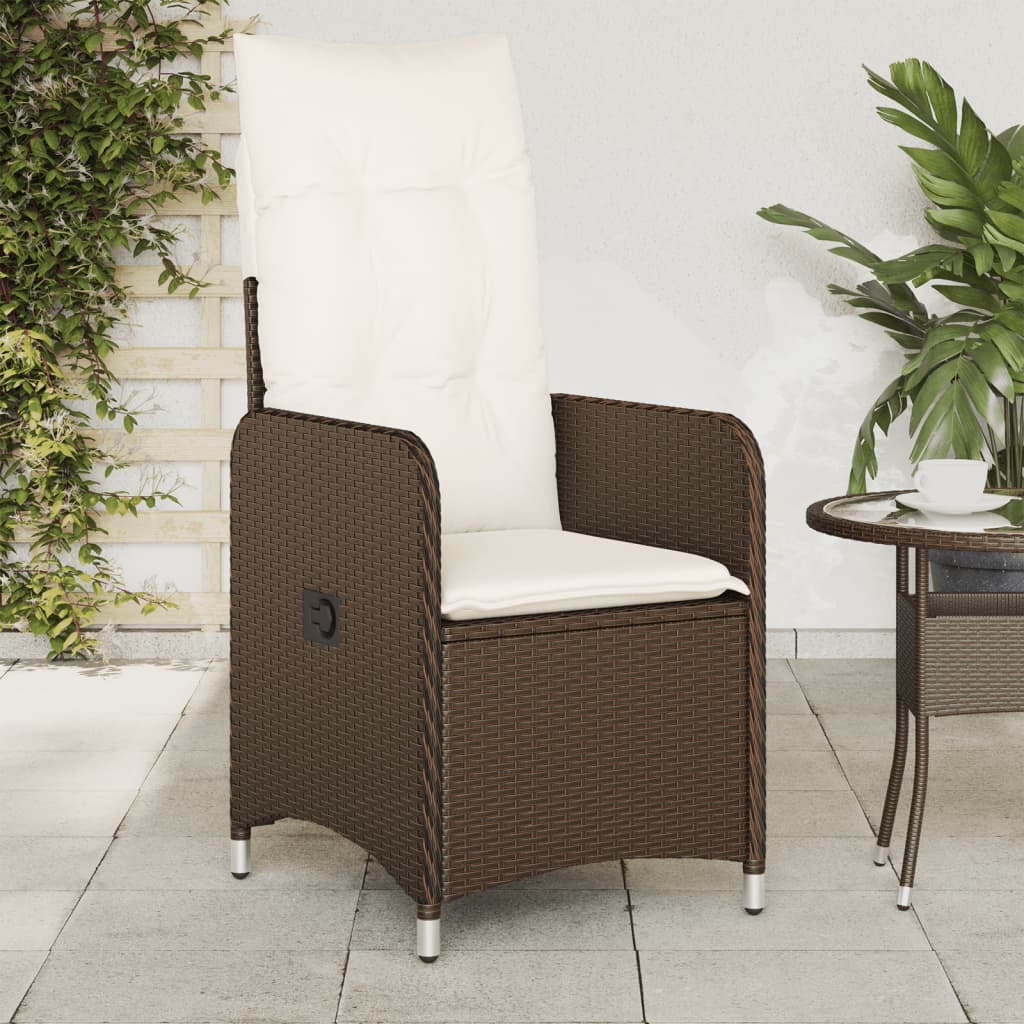 Tuinstoelen 2 st verstelbaar met kussens poly rattan bruin is nu te koop bij PeponiXL, paradijselijk wonen!
