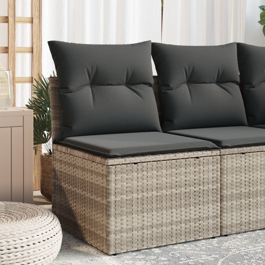 Tuinstoel zonder armleuning met kussens poly rattan lichtgrijs is nu te koop bij PeponiXL, paradijselijk wonen!