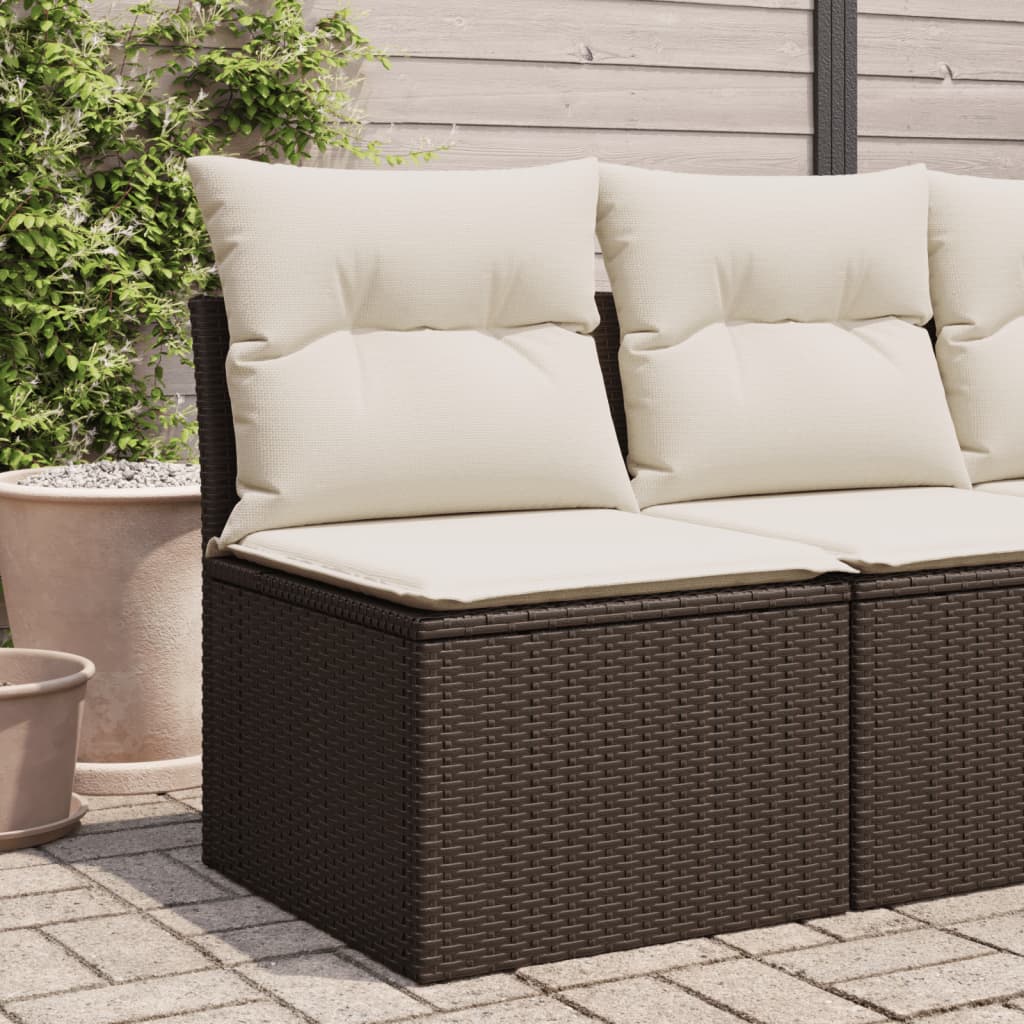 Tuinstoel zonder armleuning met kussens poly rattan bruin is nu te koop bij PeponiXL, paradijselijk wonen!
