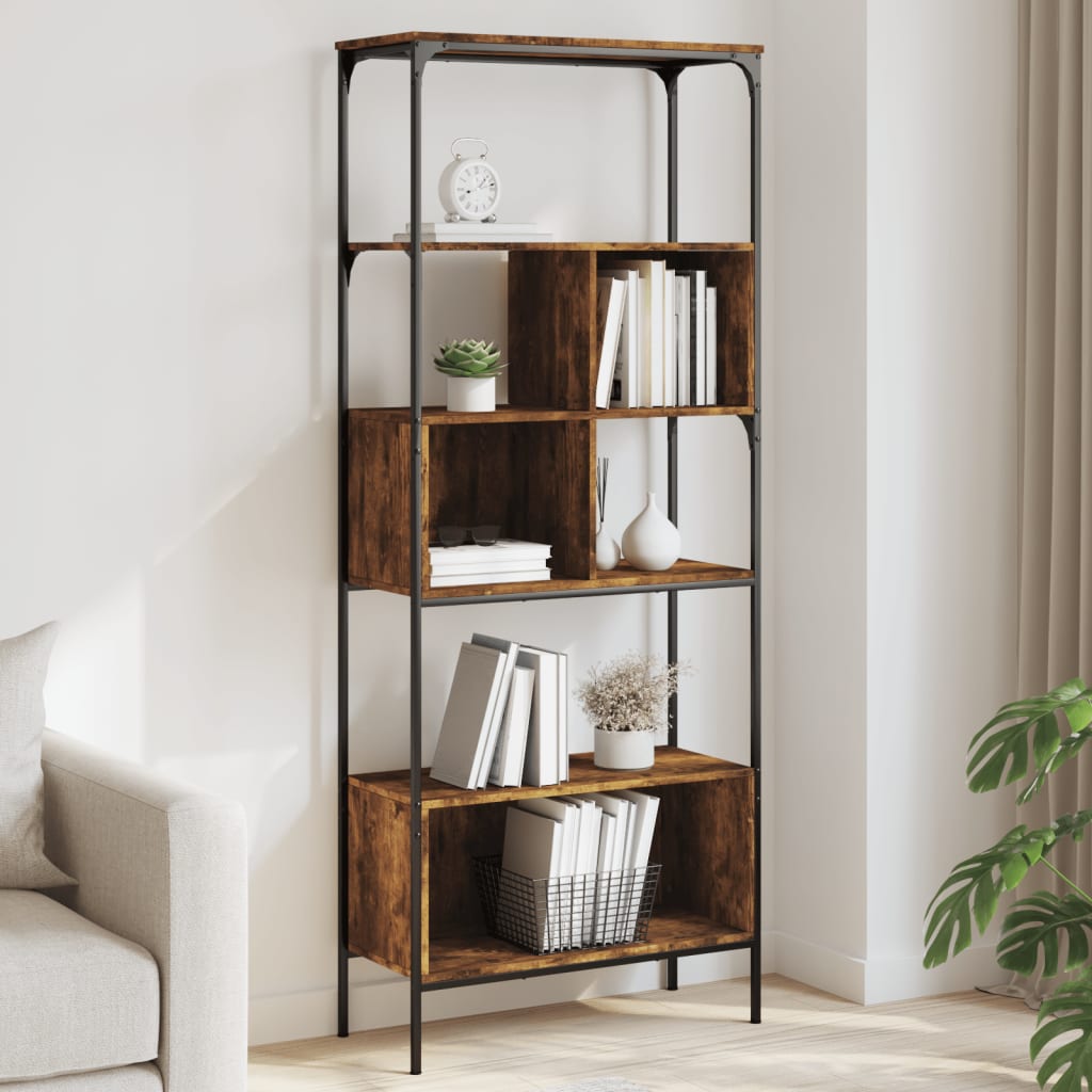 Boekenkast 5-laags 76x33x188,5 cm bewerkt hout gerookt eiken is nu te koop bij PeponiXL, paradijselijk wonen!