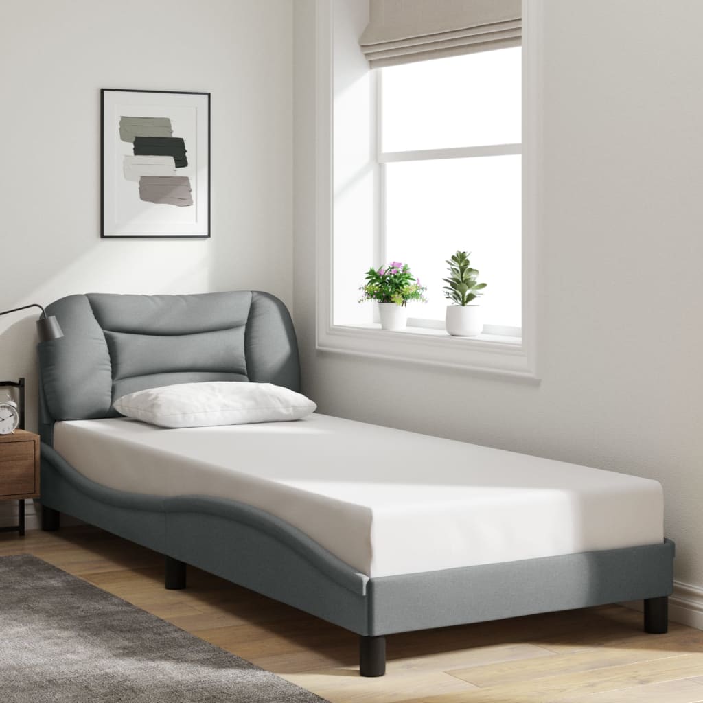 Bedframe zonder matras "Hvar" 80x200 cm stof lichtgrijs is nu te koop bij PeponiXL, paradijselijk wonen!