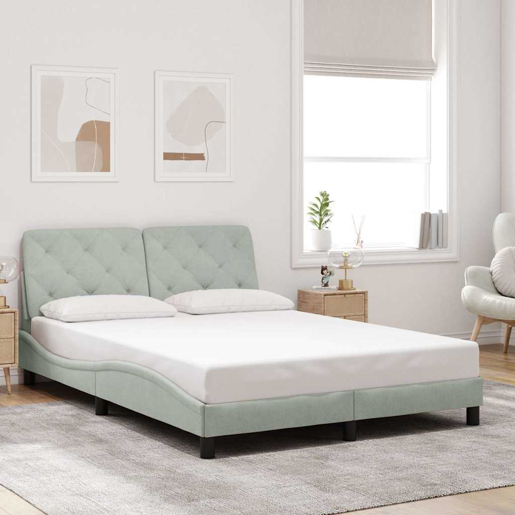Bedframe zonder matras 140x190 cm fluweel lichtgrijs is nu te koop bij PeponiXL, paradijselijk wonen!