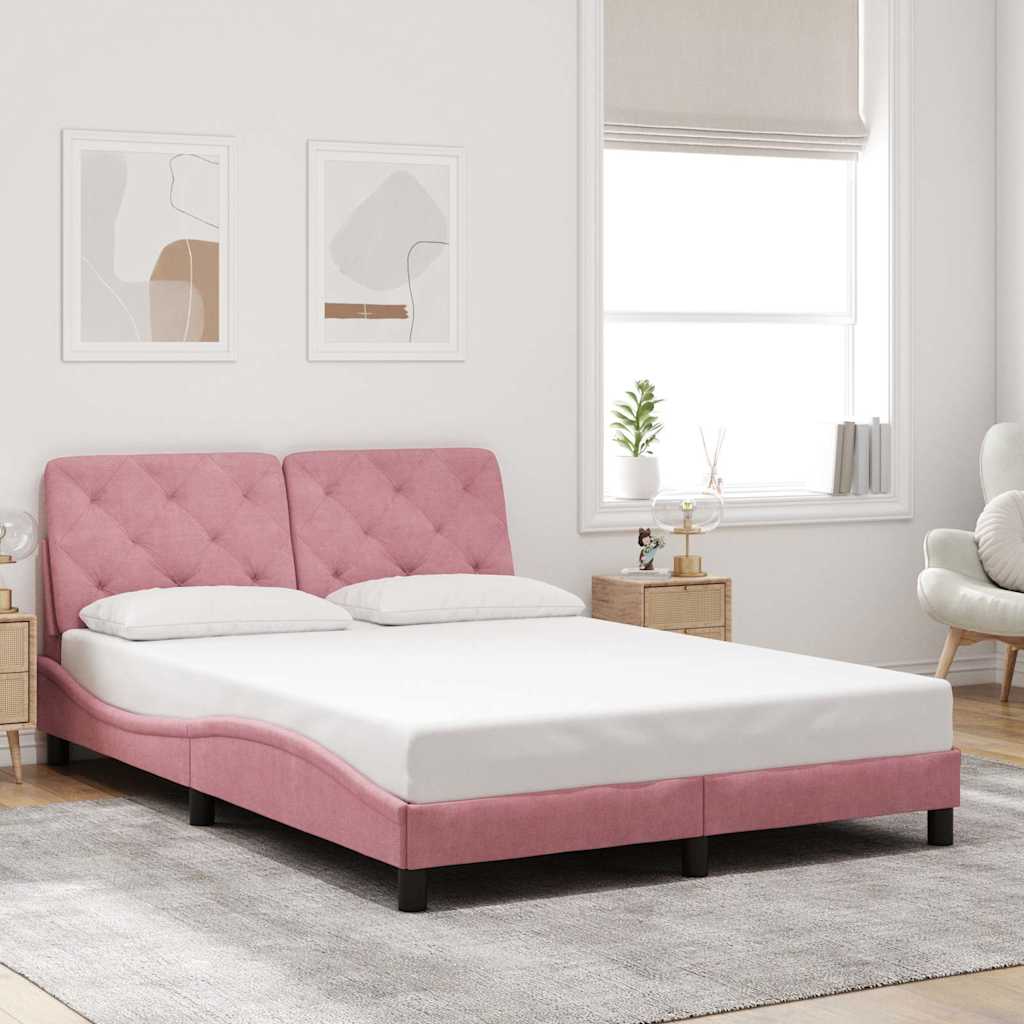 Bedframe zonder matras fluweel roze 140x190 cm is nu te koop bij PeponiXL, paradijselijk wonen!