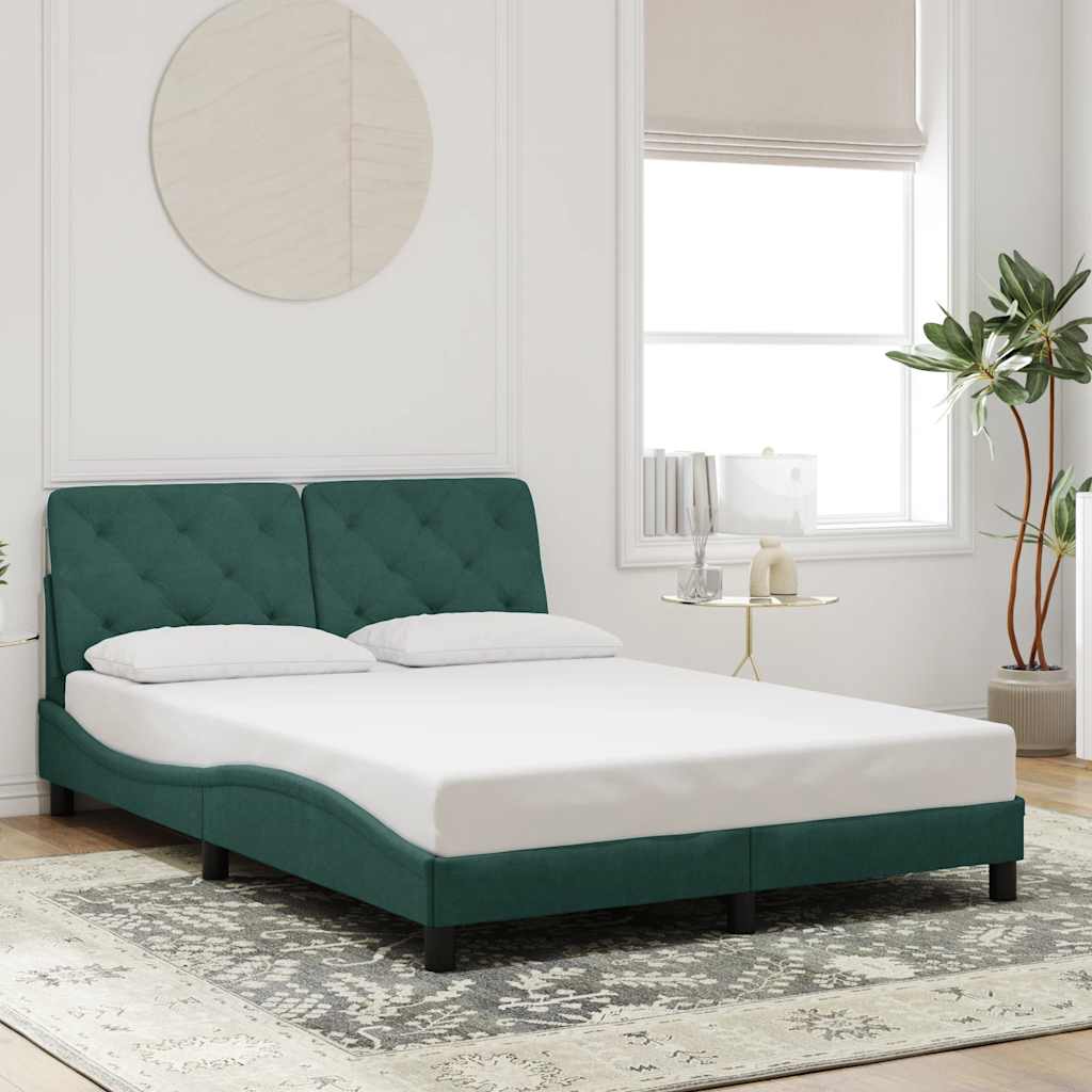 Bedframe zonder matras 140x200 cm fluweel donkergroen is nu te koop bij PeponiXL, paradijselijk wonen!
