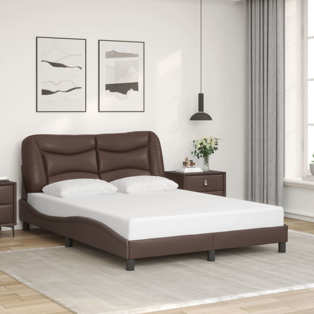 Bedframe zonder matras "Hvar" kunstleer bruin 120x200 cm is nu te koop bij PeponiXL, paradijselijk wonen!