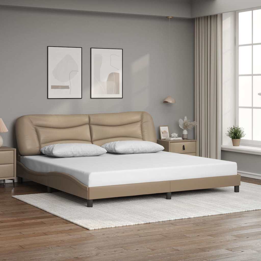 vidaXL Bedframe zonder matras "Hvar" kunstleer cappuccinokleurig 200x200 cm