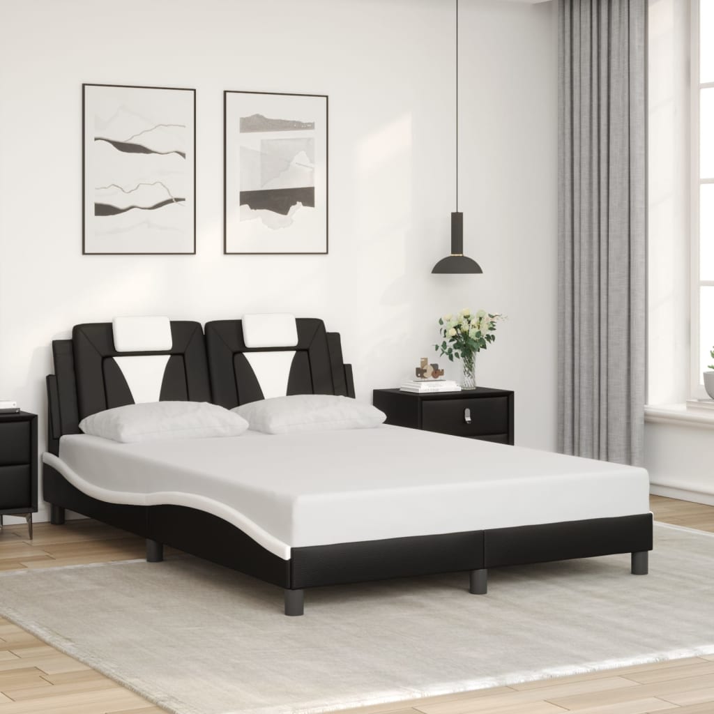 Bedframe "Viana" zonder matras kunstleer zwart en wit 140x200 cm is nu te koop bij PeponiXL, paradijselijk wonen!