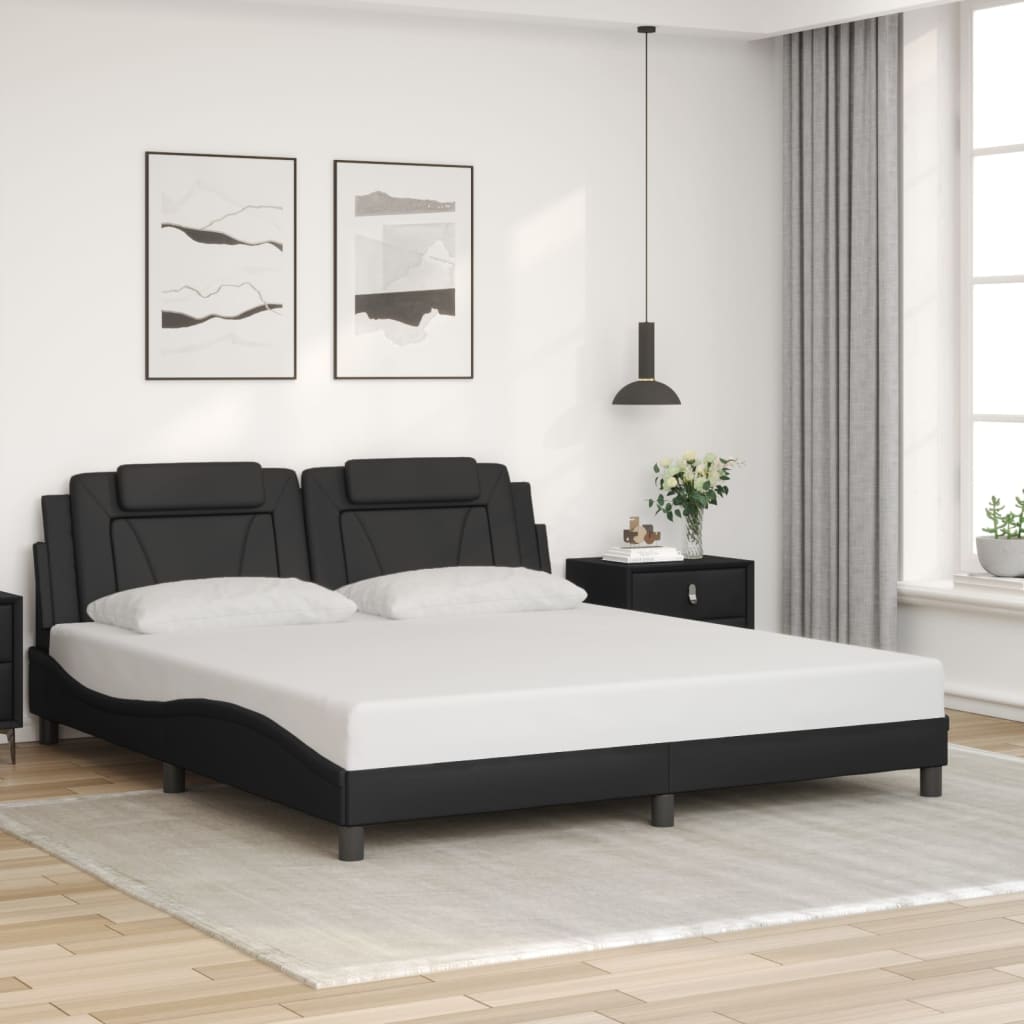 Bedframe "Viana" zonder matras kunstleer zwart 180x200 cm is nu te koop bij PeponiXL, paradijselijk wonen!