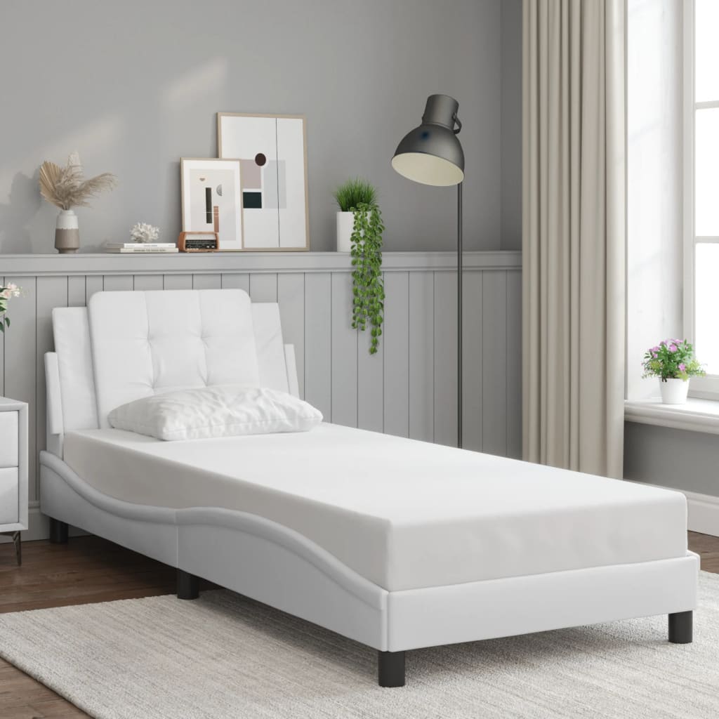 Bedframe zonder matras "Zadar" kunstleer wit 100x200 cm is nu te koop bij PeponiXL, paradijselijk wonen!