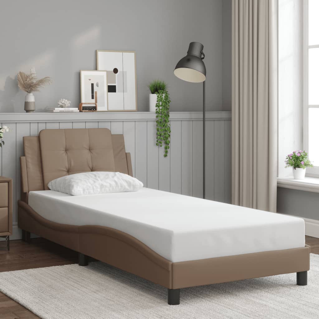 Bedframe zonder matras "Zadar" kunstleer cappuccinokleurig 100x200 cm is nu te koop bij PeponiXL, paradijselijk wonen!