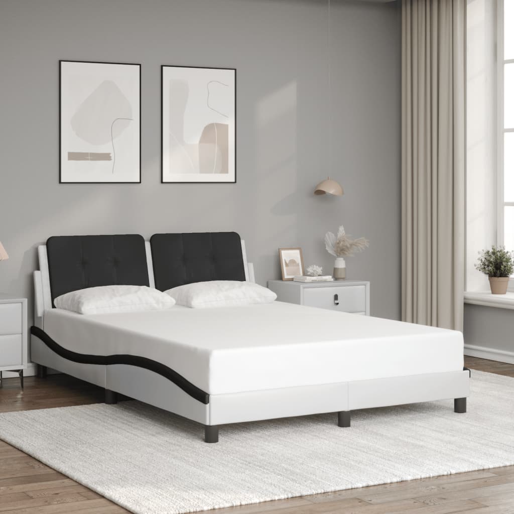 Bedframe zonder matras "Zadar" kunstleer zwart en wit 140x200 cm is nu te koop bij PeponiXL, paradijselijk wonen!