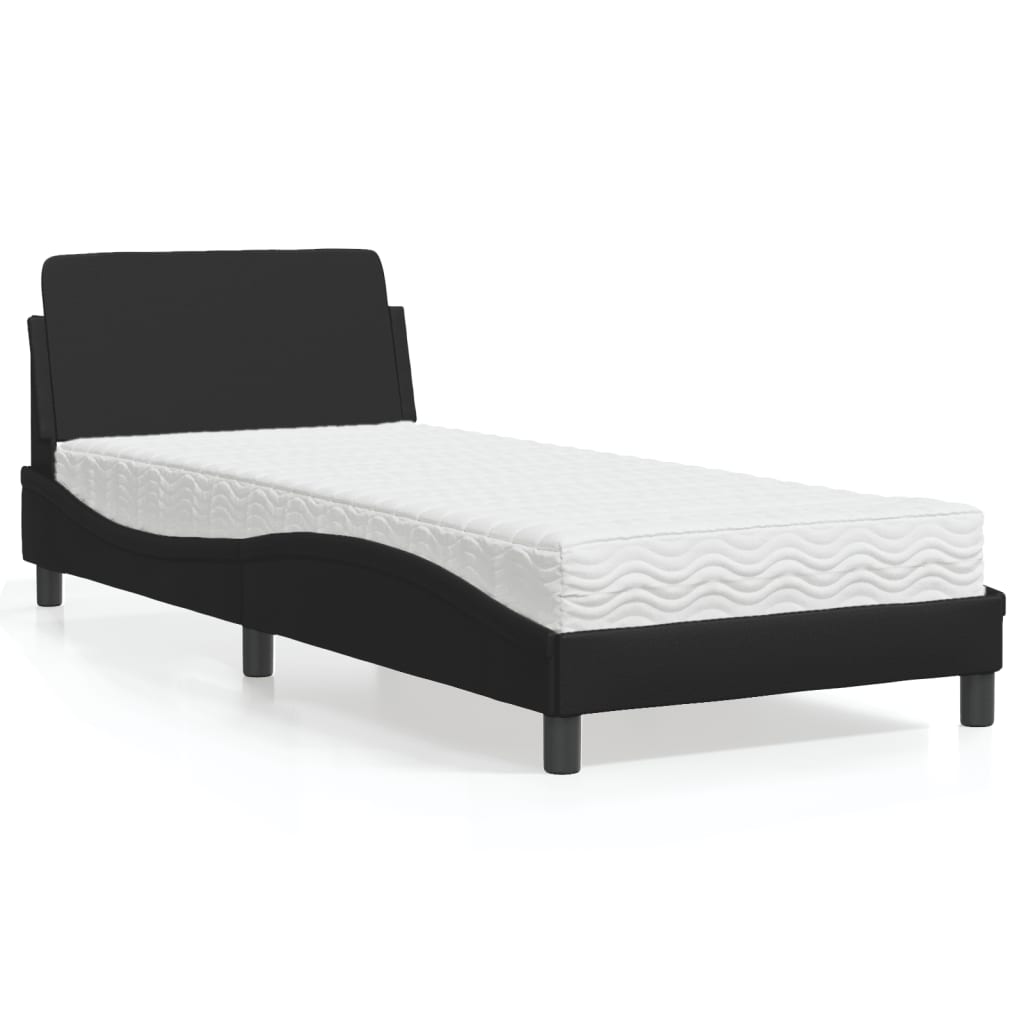 Bed met matras "Dover" kunstleer zwart 80x200 cm is nu te koop bij PeponiXL, paradijselijk wonen!