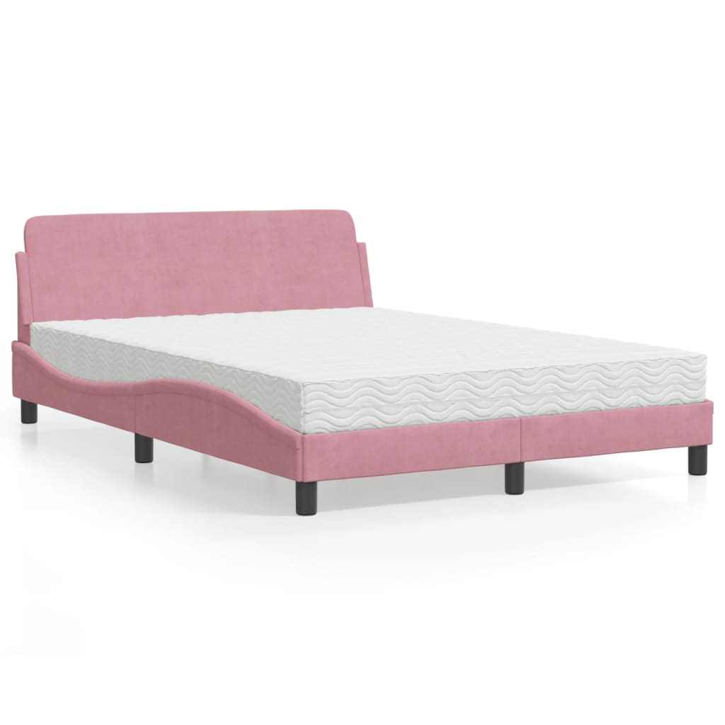 Bed met matras "Dover" fluweel roze 120x200 cm is nu te koop bij PeponiXL, paradijselijk wonen!