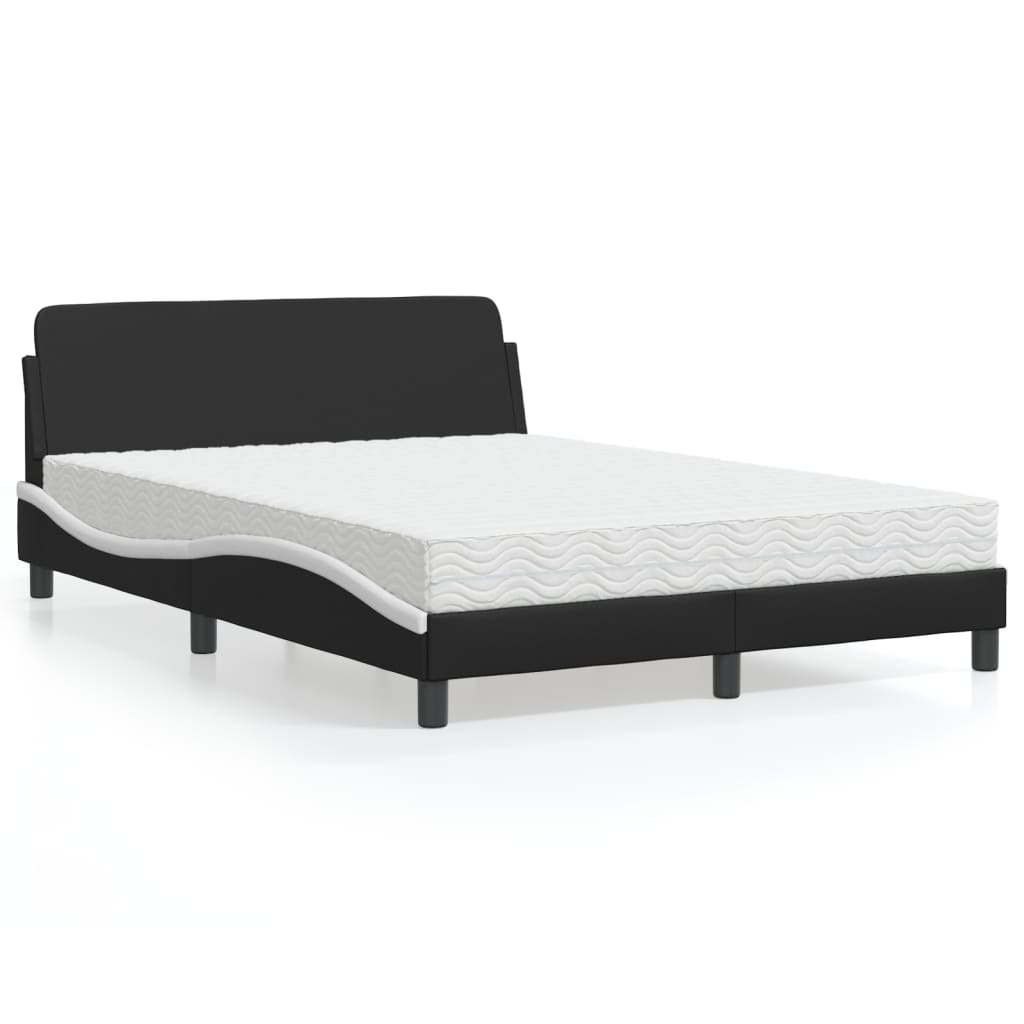 Bed met matras "Dover" kunstleer zwart en wit 120x200 cm is nu te koop bij PeponiXL, paradijselijk wonen!