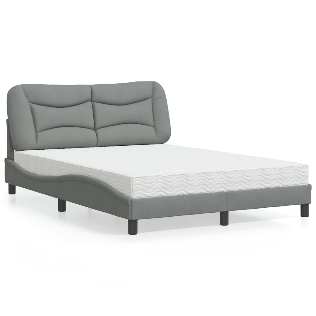 Bed met matras "Hvar" stof lichtgrijs 140x200 cm is nu te koop bij PeponiXL, paradijselijk wonen!