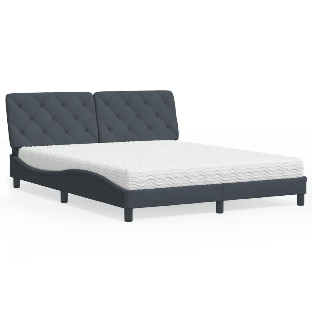 Bed met matras fluweel donkergrijs 160x200 cm is nu te koop bij PeponiXL, paradijselijk wonen!
