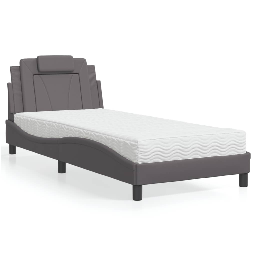 Bed "Viana" met matras kunstleer grijs 80x200 cm is nu te koop bij PeponiXL, paradijselijk wonen!