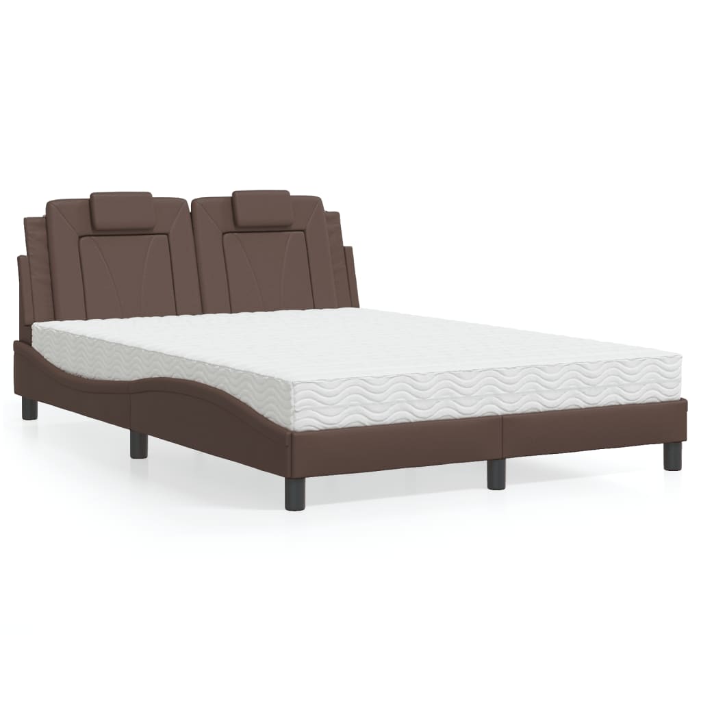 Bed "Viana" met matras kunstleer bruin 120x200 cm is nu te koop bij PeponiXL, paradijselijk wonen!