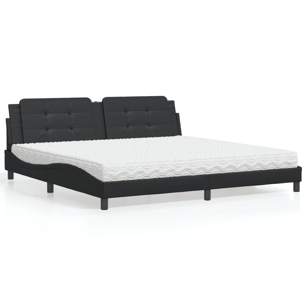 Bed met matras Zadar kunstleer zwart 200x200 cm is nu te koop bij PeponiXL, paradijselijk wonen!