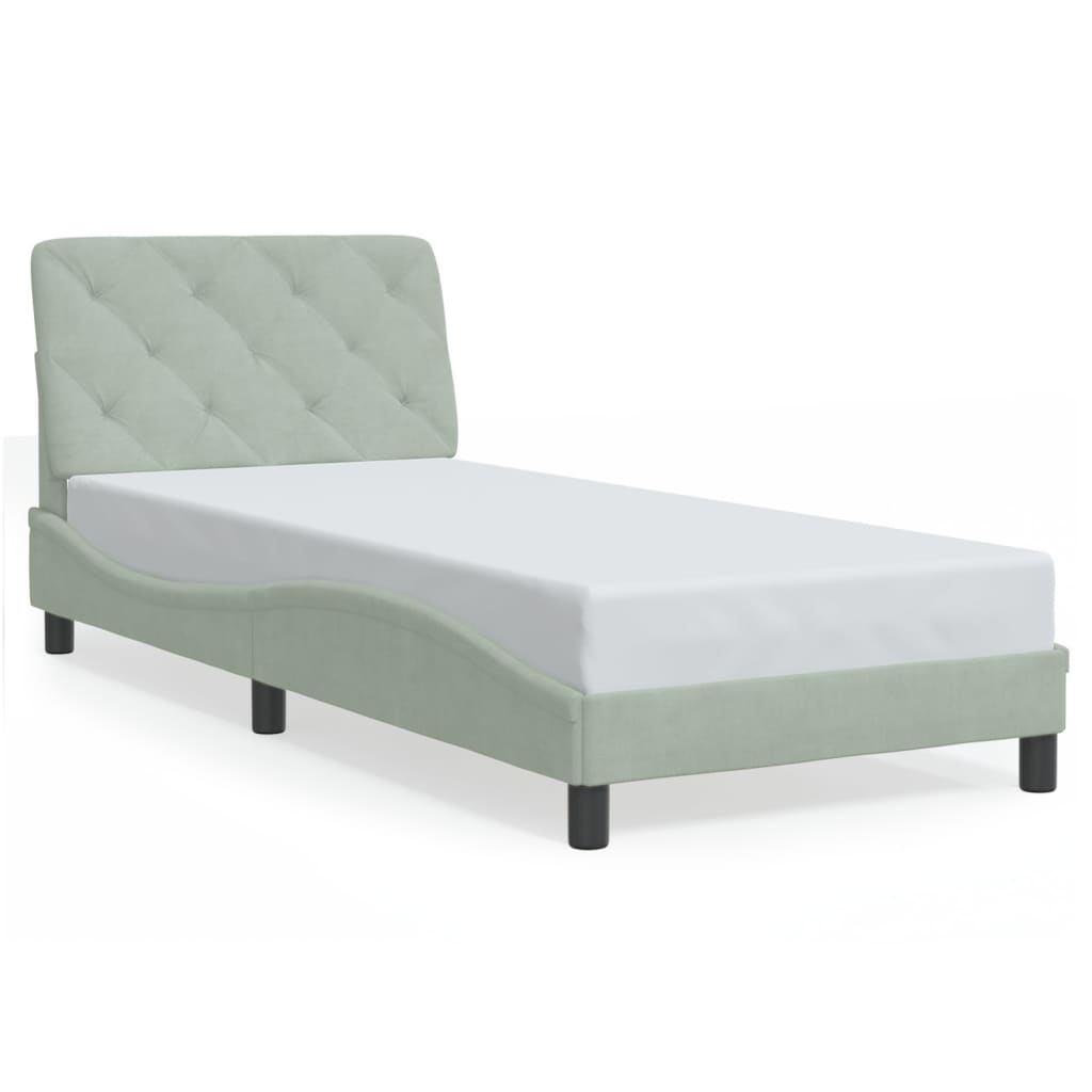 Bedframe met LED zonder matras fluweel lichtgrijs 90x200 cm is nu te koop bij PeponiXL, paradijselijk wonen!