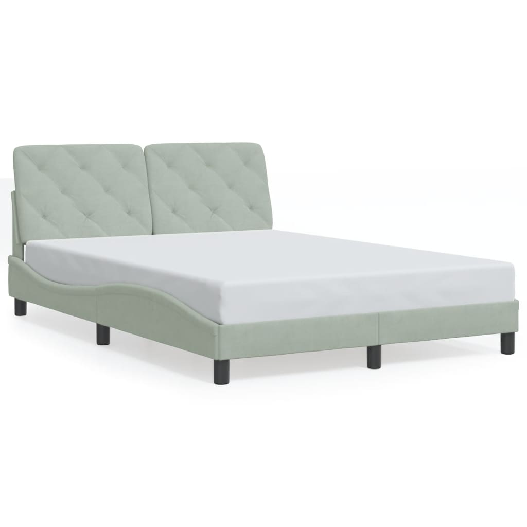 Bedframe met LED zonder matras fluweel lichtgrijs 140x200 cm is nu te koop bij PeponiXL, paradijselijk wonen!