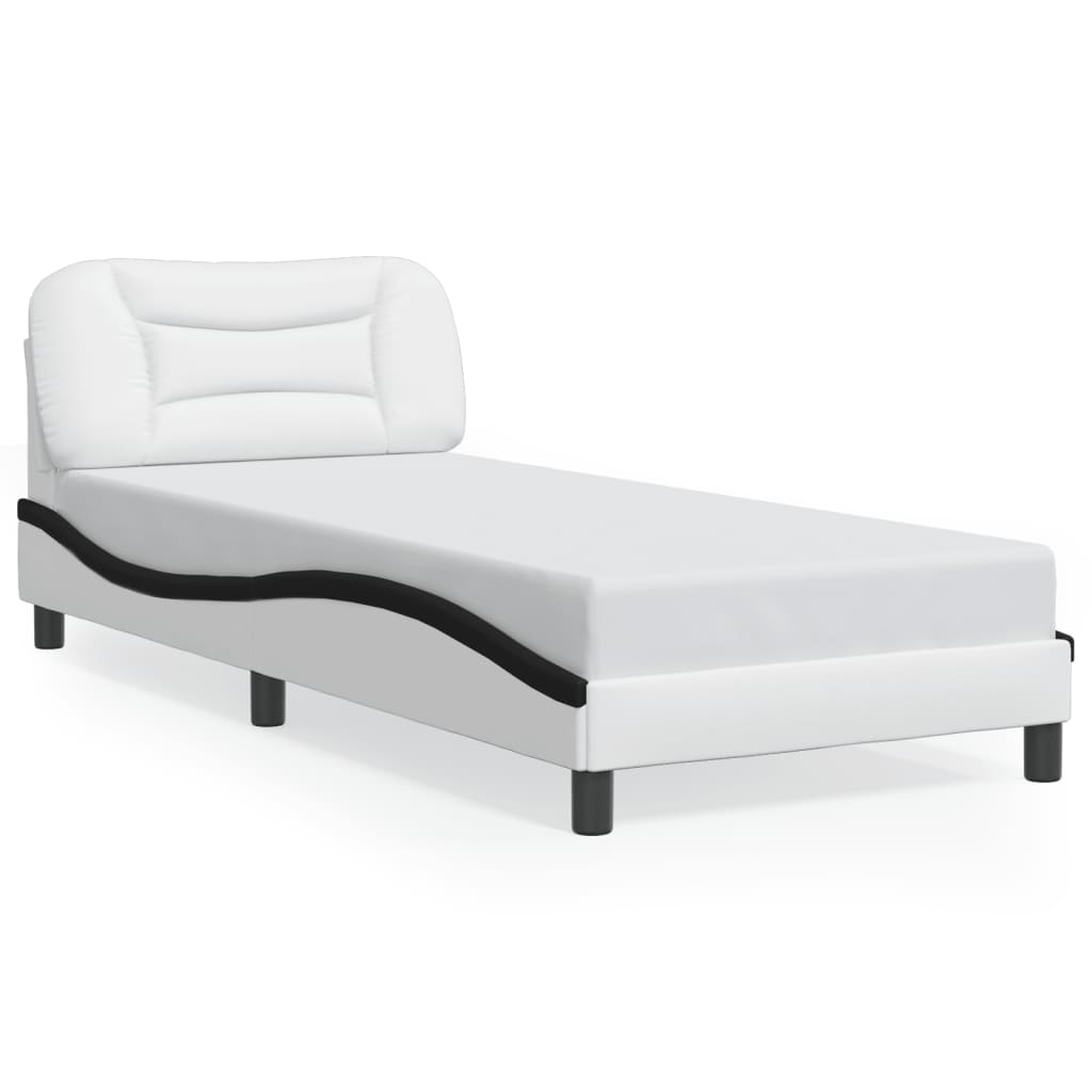 Bedframe met LED zonder matras "Hvar" wit en zwart 90x190 cm is nu te koop bij PeponiXL, paradijselijk wonen!