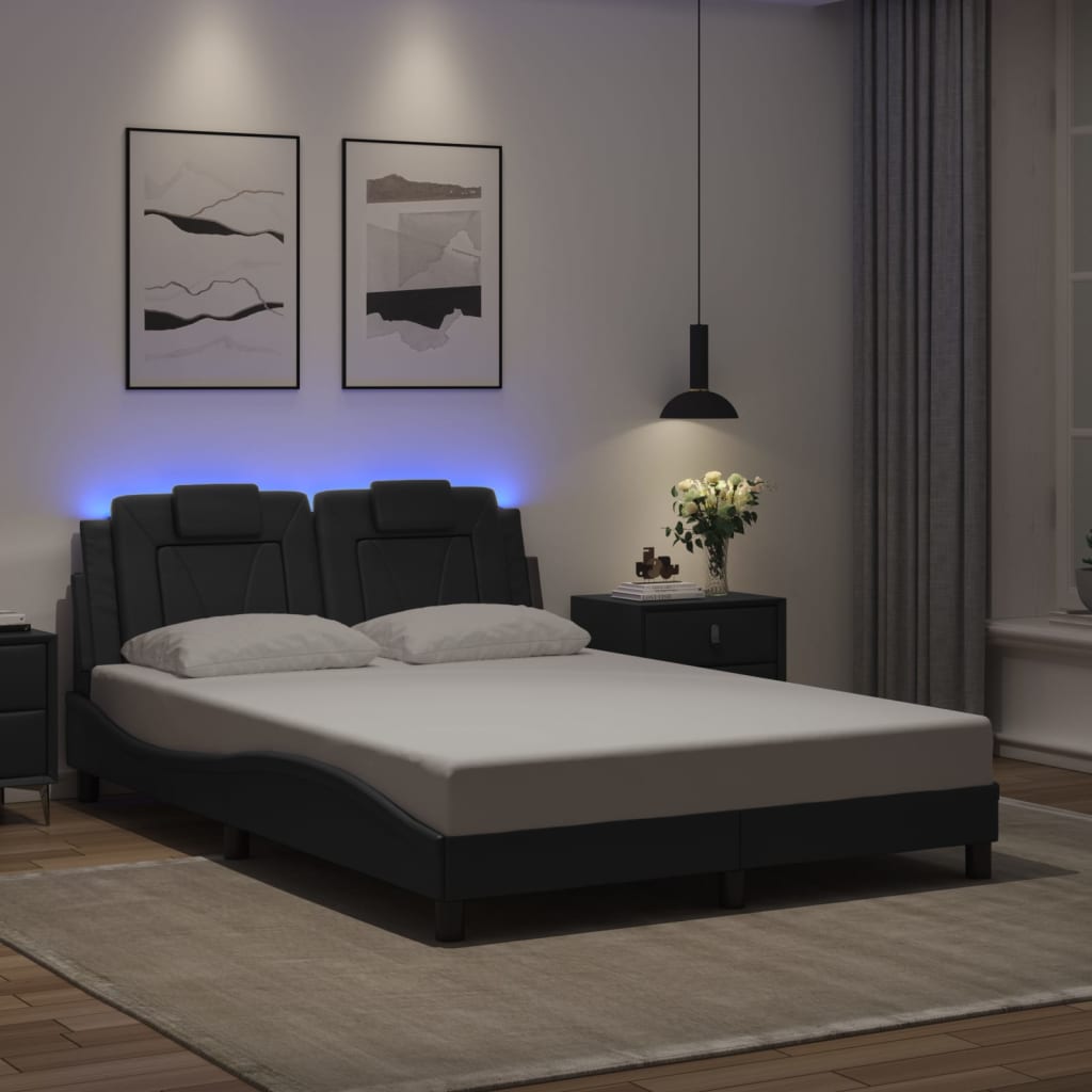 Bedframe met LED-verlichting kunstleer zwart 140x200 cm is nu te koop bij PeponiXL, paradijselijk wonen!