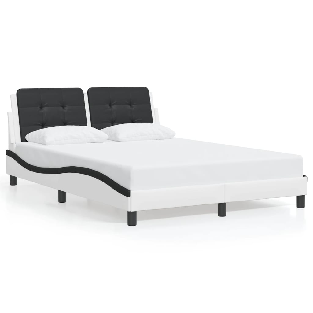 Bedframe met LED zonder matras "Zadar" wit en zwart 140x190 cm is nu te koop bij PeponiXL, paradijselijk wonen!