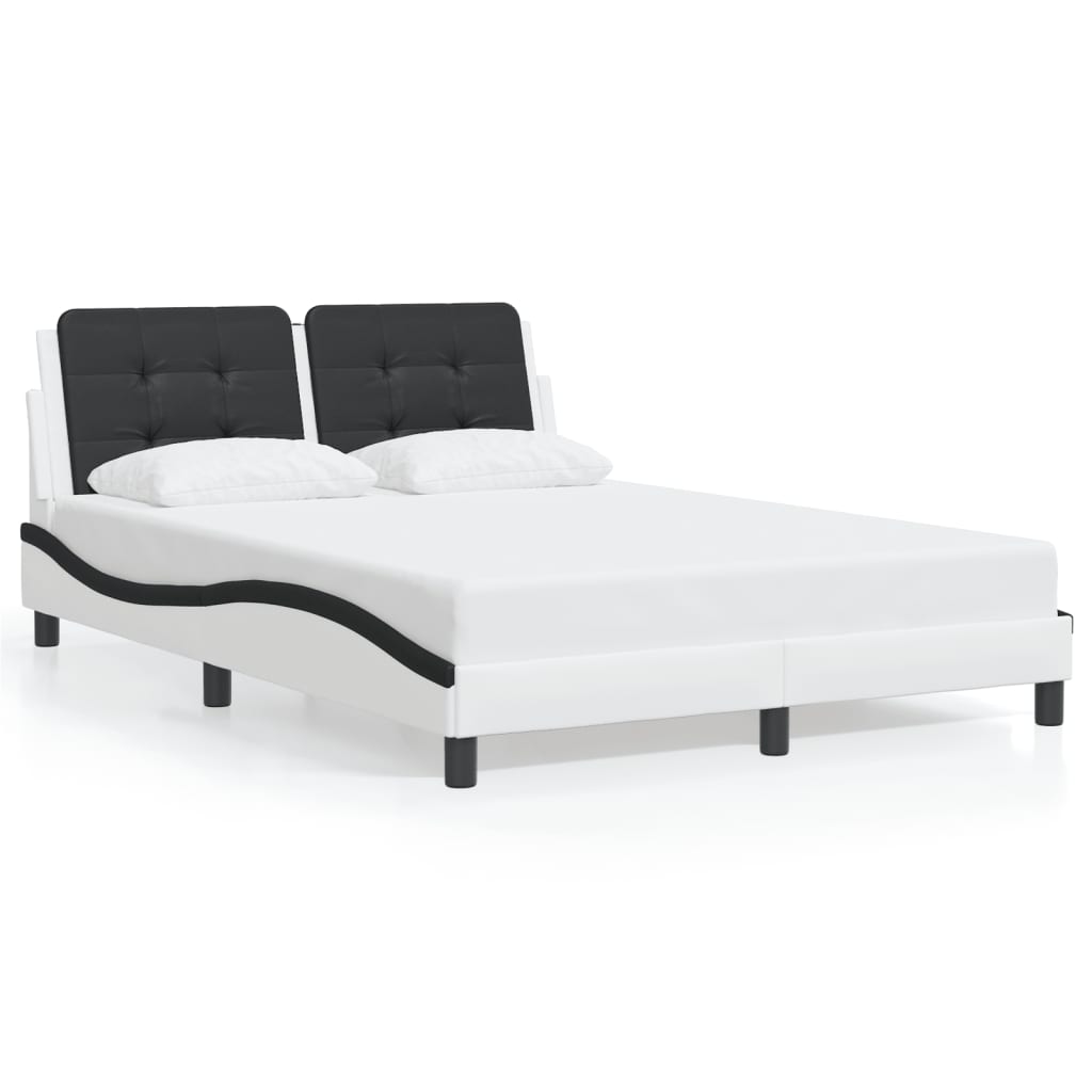 Bedframe met LED zonder matras "Zadar" wit en zwart 140x200 cm is nu te koop bij PeponiXL, paradijselijk wonen!