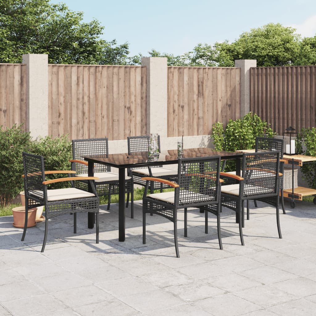 7-delige Tuinset met kussens poly rattan zwart is nu te koop bij PeponiXL, paradijselijk wonen!
