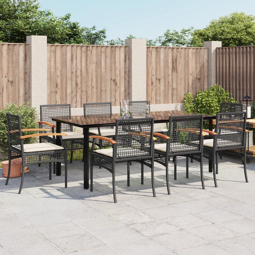 9-delige Tuinset poly rattan zwart is nu te koop bij PeponiXL, paradijselijk wonen!
