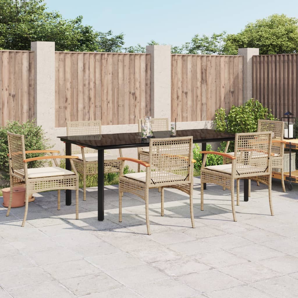 7-delige Tuinset met kussens poly rattan beige is nu te koop bij PeponiXL, paradijselijk wonen!