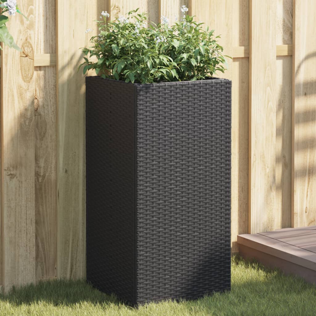 Plantenbakken 2 st 40x40x80 cm poly rattan zwart is nu te koop bij PeponiXL, paradijselijk wonen!