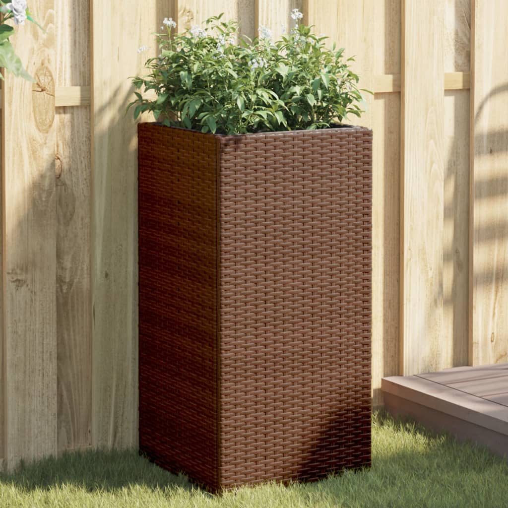 Plantenbakken 2 st 40x40x80 cm poly rattan bruin is nu te koop bij PeponiXL, paradijselijk wonen!