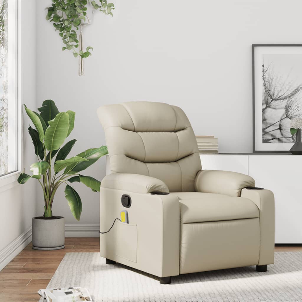 Massagestoel verstelbaar kunstleer crème is nu te koop bij PeponiXL, paradijselijk wonen!
