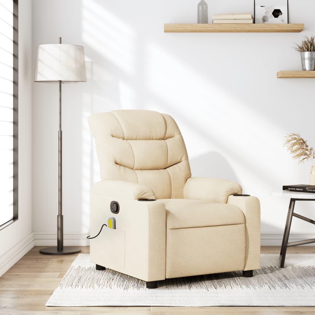 Massagestoel verstelbaar stof crèmekleurig is nu te koop bij PeponiXL, paradijselijk wonen!