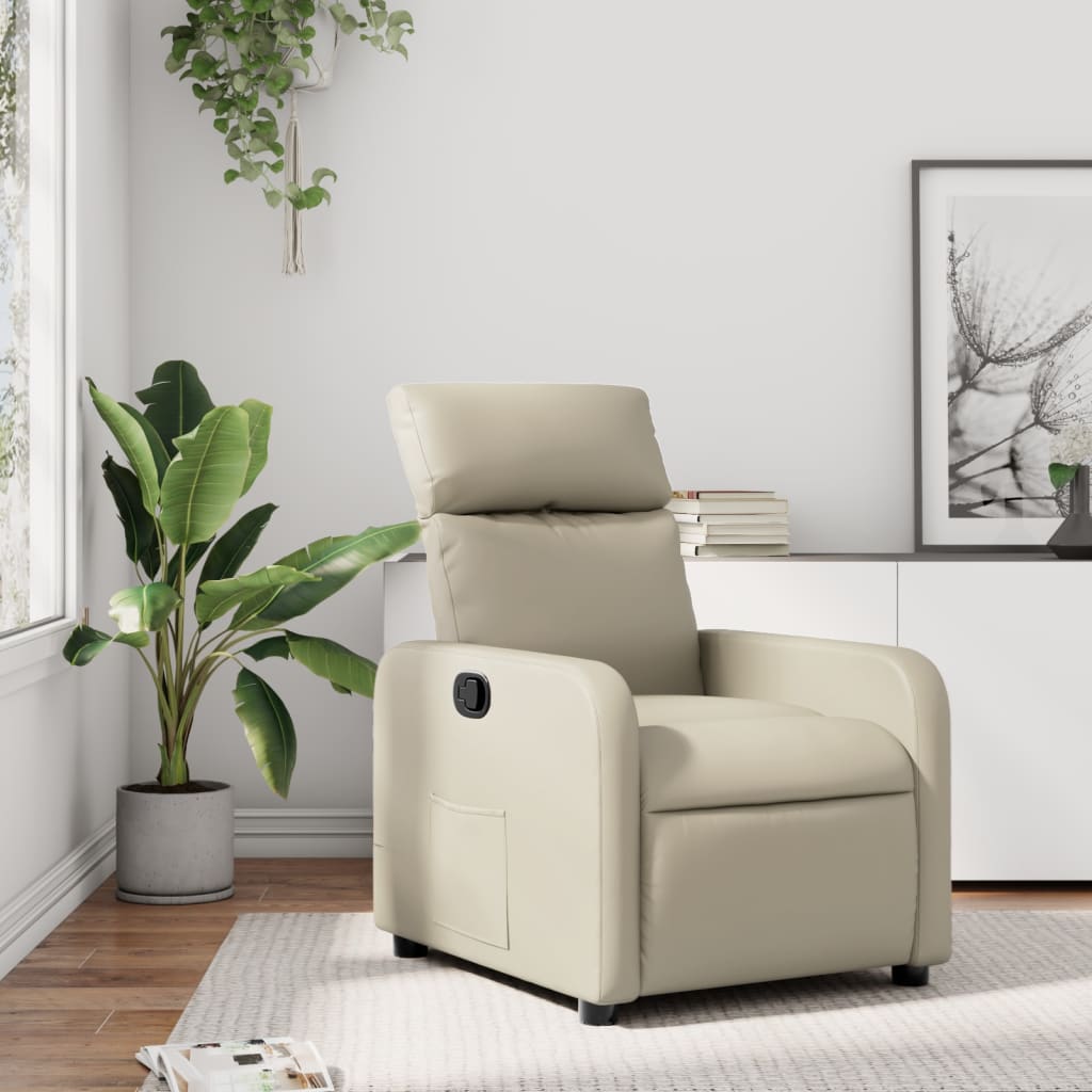 Fauteuil verstelbaar kunstleer crèmekleurig is nu te koop bij PeponiXL, paradijselijk wonen!